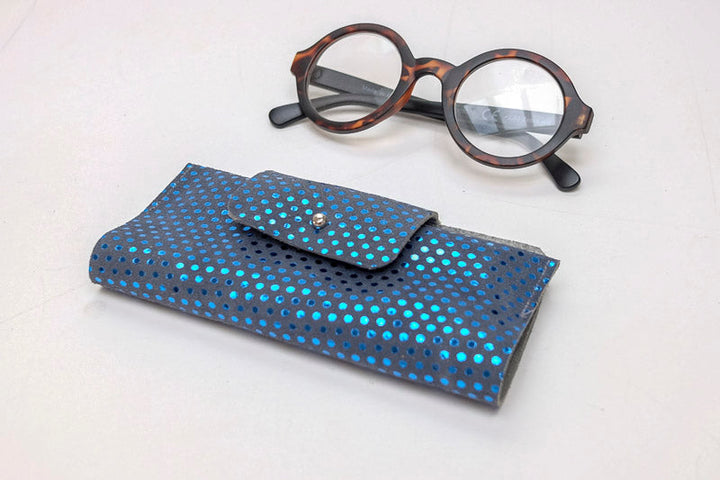 glass leather case blue