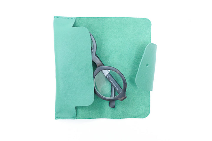 Green glass leather case