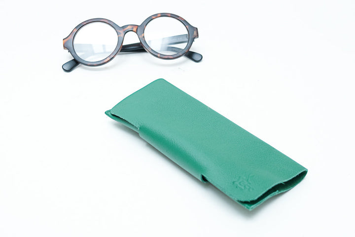Green glass leather case