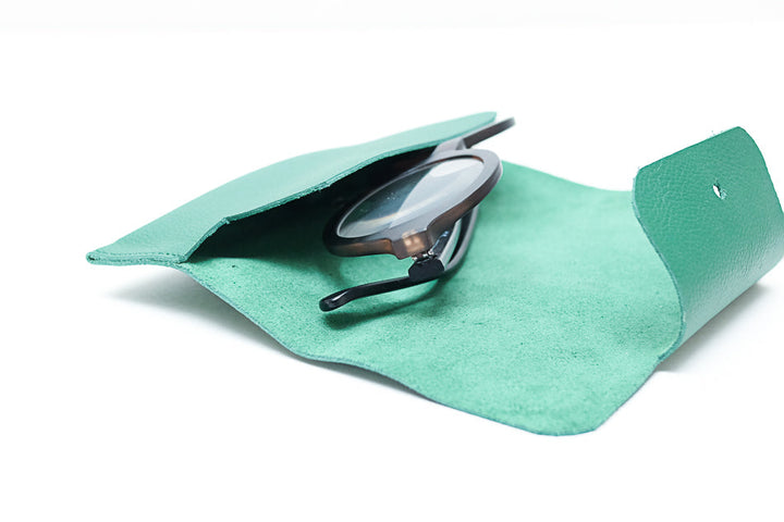 Green glass leather case