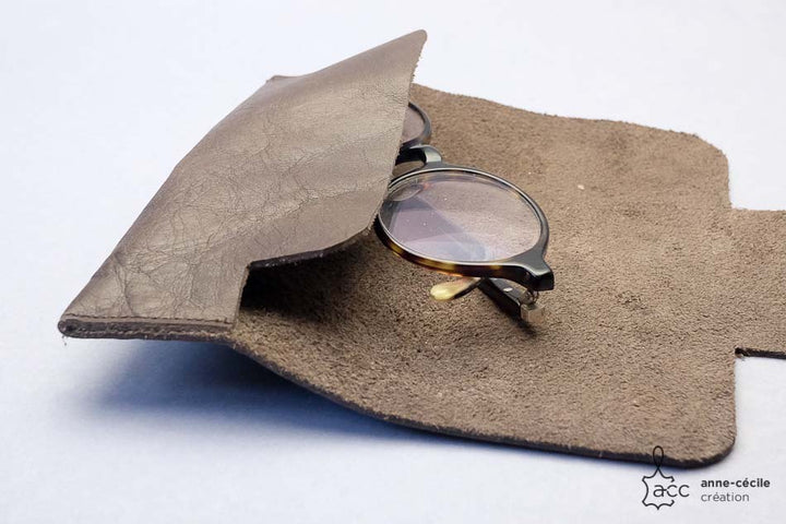 Brown glass leather case