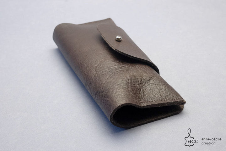 Brown glass leather case