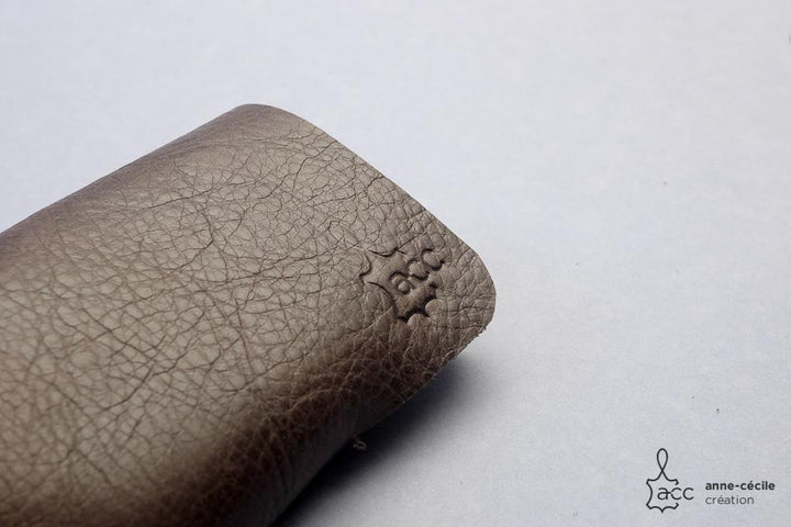 Brown glass leather case