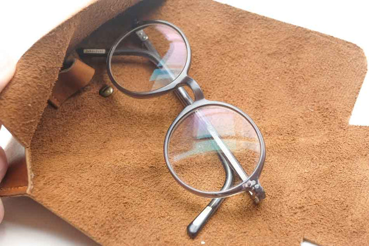 Vintage brown glass leather case