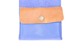 Grand porte-monnaie bleu et camel