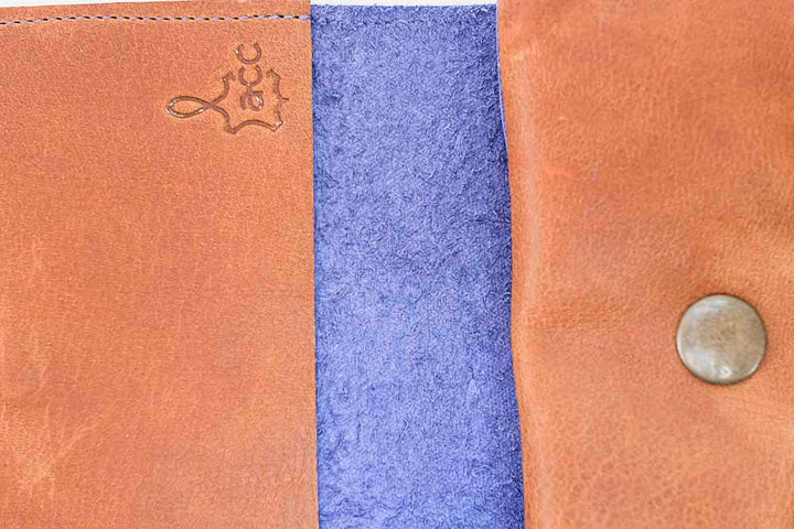 Grand porte-monnaie bleu et camel