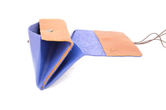 Grand porte-monnaie bleu et camel