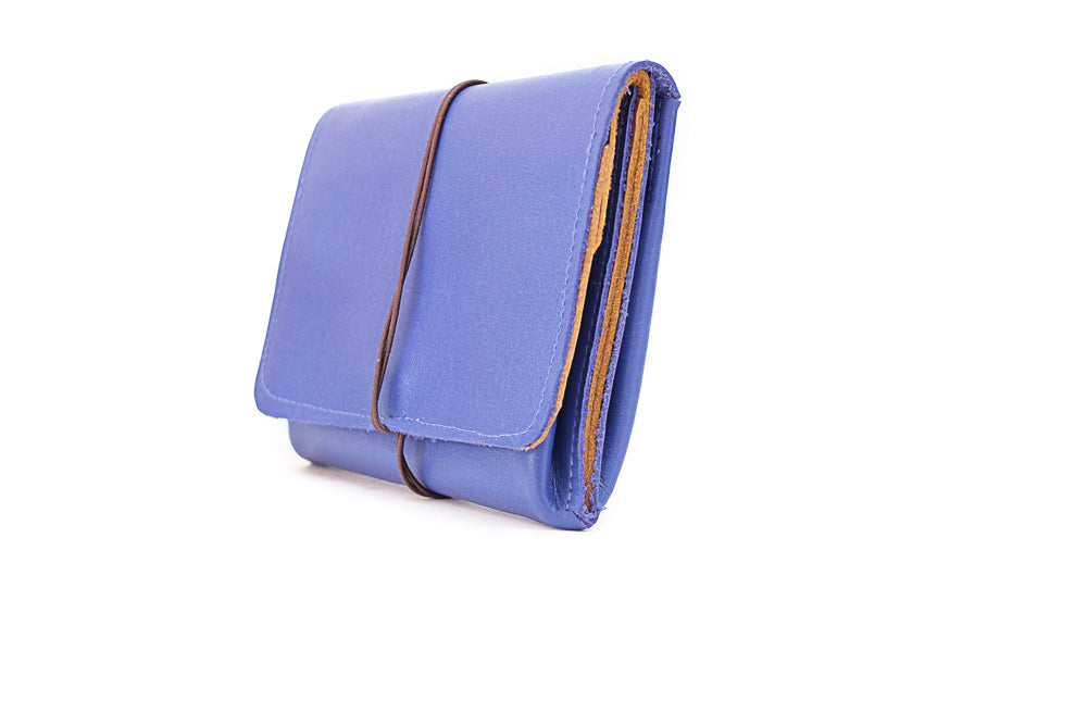 large money purse leather blue