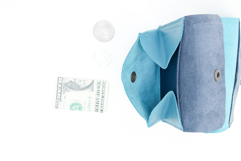 Grand porte-monnaie bleu turquoise