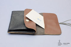 Grand porte-monnaie en cuir noir