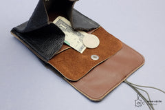 Grand porte-monnaie en cuir noir