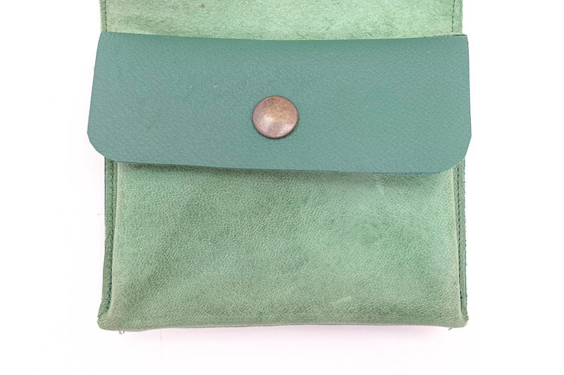 Large leather purse green