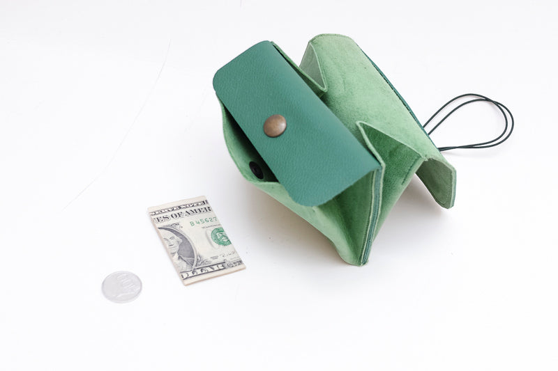 Large leather purse green