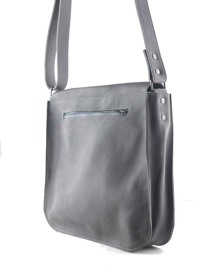 Large bag women leather grey