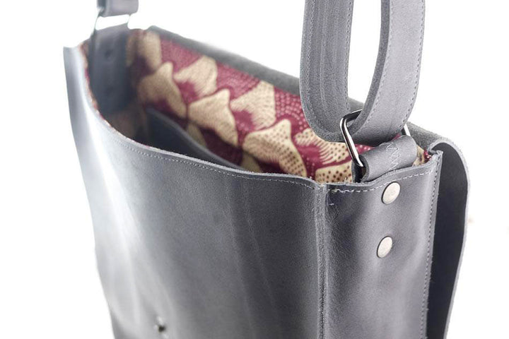 Large bag women leather grey