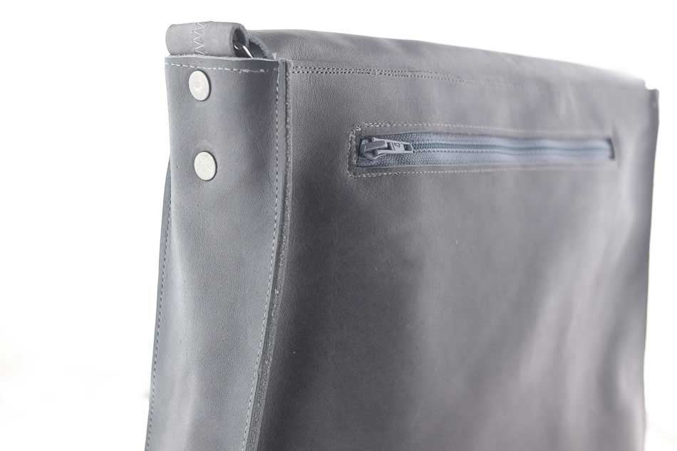 Large bag women leather grey
