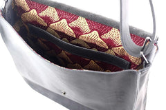 Large bag women leather grey