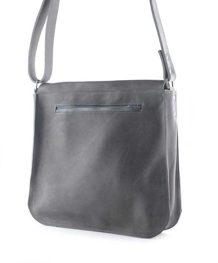 Large bag women leather grey