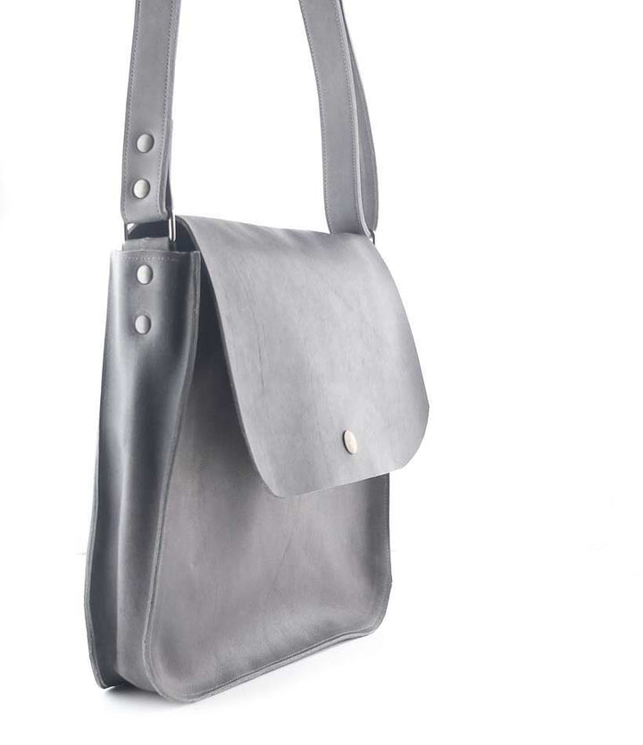 Large bag women leather grey