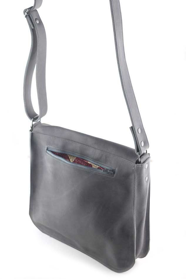 Large bag women leather grey
