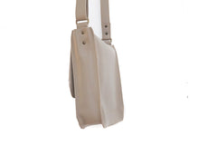 Big handbag leather beige pouch