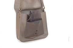 Big handbag leather beige pouch