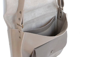 Big handbag leather beige pouch