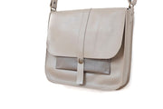 Big handbag leather beige pouch