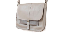 Big handbag leather beige pouch