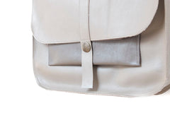 Big handbag leather beige pouch