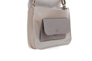 Big handbag leather beige pouch