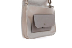 Big handbag leather beige pouch