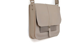 Big handbag leather beige pouch