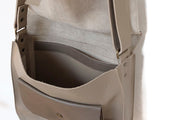 Big handbag leather beige pouch
