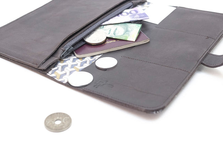 organiseur marron en cuir pour sac