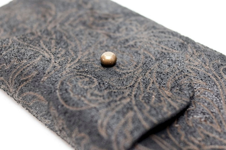Poche à lunettes en cuir noir fantaisies