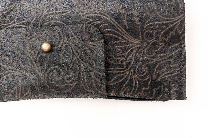 Poche à lunettes en cuir noir fantaisies
