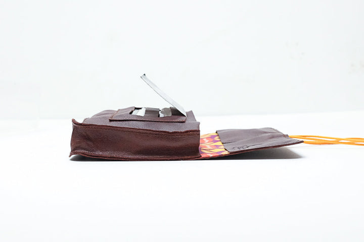 Recycled brown leather tobacco pouch