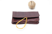 Recycled brown leather tobacco pouch