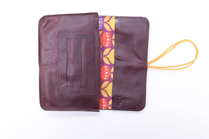 Recycled brown leather tobacco pouch
