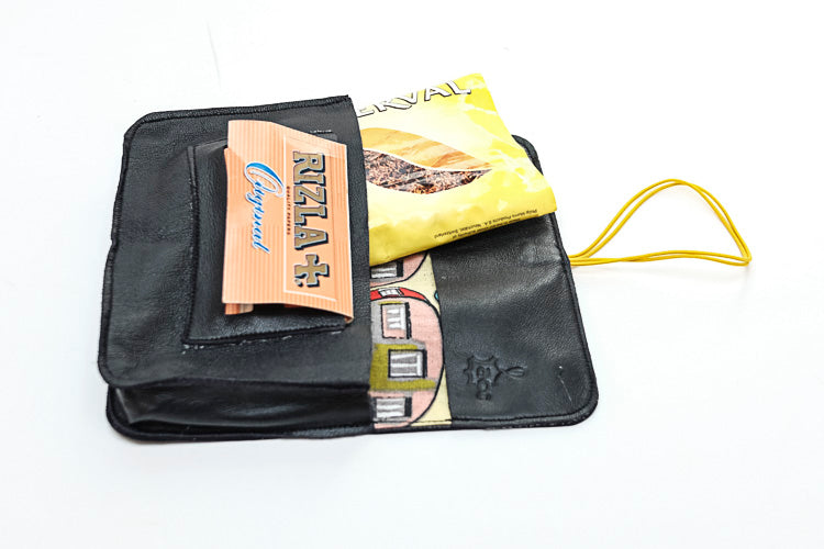 tobacco pouch black leather