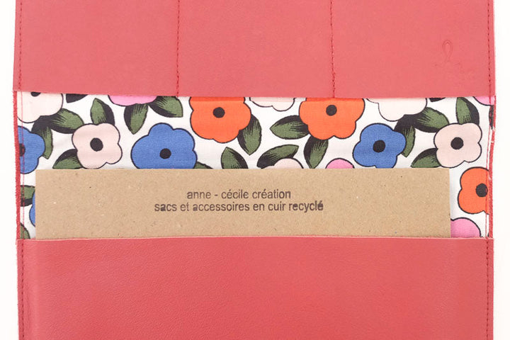 Porte-chéquier en cuir rouge