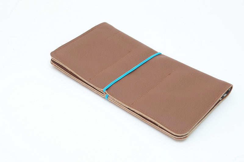 Porte-chéquier long en cuir cognac