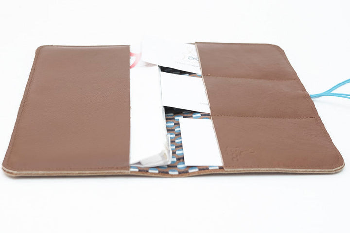 Porte-chéquier long en cuir cognac