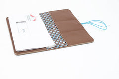 Porte-chéquier long en cuir cognac