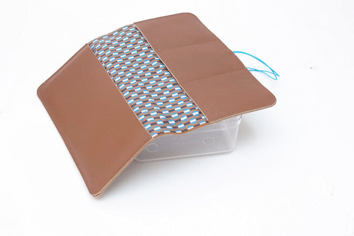 Porte-chéquier long en cuir cognac