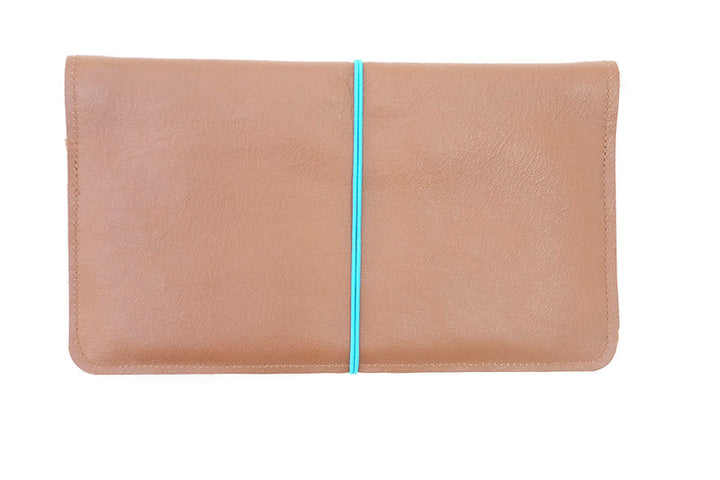 Porte-chéquier long en cuir cognac