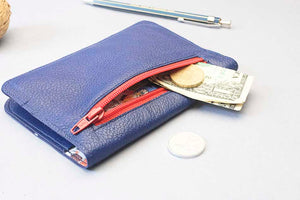 wallet blue leather fabric