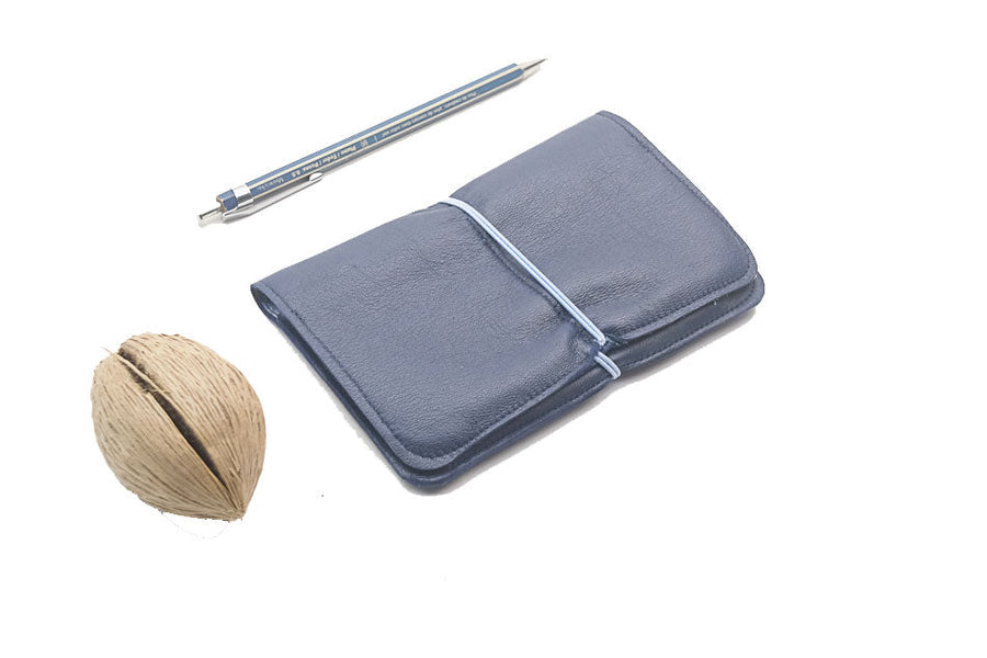 Portefeuille en cuir bleu marine