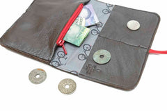 Portefeuille en cuir marron homme